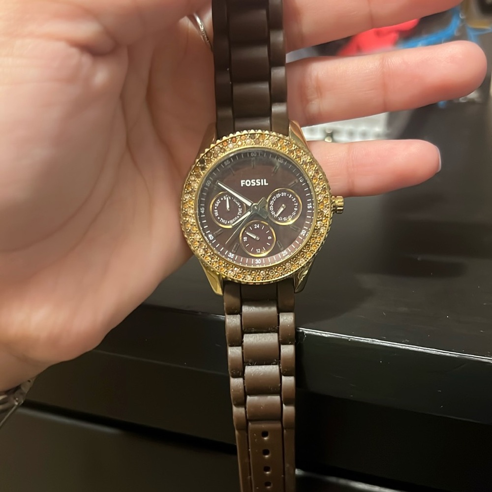 Brown fossil watch